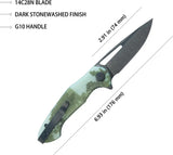 Kubey Dugu Linerlock Camo G10 KU210L - BlackWash 14C28N Sandvik Blade Digital Camo Handle Lightweight EDC by Kubey