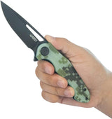 Kubey Dugu Linerlock Camo G10 KU210L - BlackWash 14C28N Sandvik Blade Digital Camo Handle Lightweight EDC by Kubey