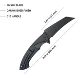 Kubey Anteater Linerlock Knife - Blackwash 14C28N Blade With Black G10 Handle Everyday Carry by Kubey