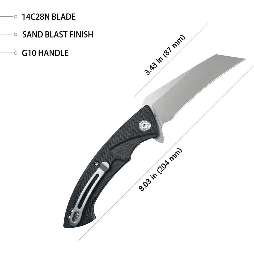 Kubey Anteater Nest Linerlock Black KU212I - Bead Blast Finish 3.5 Inch 14C28N Sandvik Stainless Blade With G10 Handle by Kubey