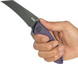 Kubey Anteater Nest Liner Lock Purple KU212M - 3.5in BlackWash 14C28N Blade With Purple G10 Handle by Kubey