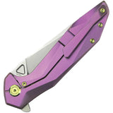 Kubey Nova Framelock KB235D Purple Anodized Titanium Handle 14C28N Sandvik Stainless Blade Extended Tang Pocket Clip by Kubey