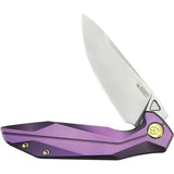 Kubey Nova Framelock KB235D Purple Anodized Titanium Handle 14C28N Sandvik Stainless Blade Extended Tang Pocket Clip by Kubey