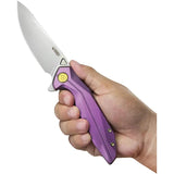 Kubey Nova Framelock KB235D Purple Anodized Titanium Handle 14C28N Sandvik Stainless Blade Extended Tang Pocket Clip by Kubey