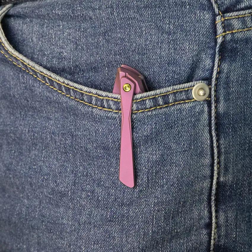 Kubey Nova Framelock KB235D Purple Anodized Titanium Handle 14C28N Sandvik Stainless Blade Extended Tang Pocket Clip by Kubey