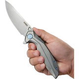 Kubey Nova Framelock Titanium KB235F - Bead Blast 14C28N Sandvik Stainless Blade With Gray Titanium Handle by Kubey