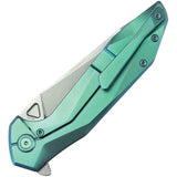 Kubey Nova Framelock Green Titanium - Durable Bead Blast Blade With Extended Tang And Pocket Clip by Kubey