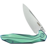 Kubey Nova Framelock Green Titanium - Durable Bead Blast Blade With Extended Tang And Pocket Clip by Kubey