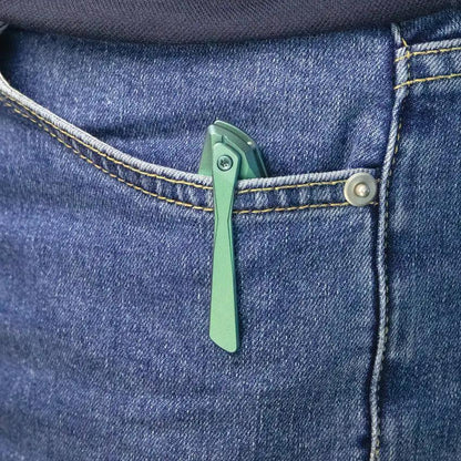 Kubey Nova Framelock Green Titanium - Durable Bead Blast Blade With Extended Tang And Pocket Clip by Kubey