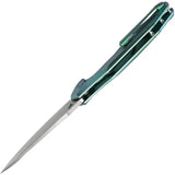 Kubey Nova Framelock Green Titanium - Durable Bead Blast Blade With Extended Tang And Pocket Clip by Kubey