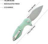 Kubey Noble Linerlock Jade SW KU236M - Stonewash Clip Point Blade, Jade G10 Handle, Extended Tang by Kubey