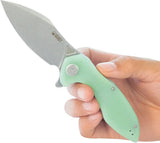 Kubey Noble Linerlock Jade SW KU236M - Stonewash Clip Point Blade, Jade G10 Handle, Extended Tang by Kubey