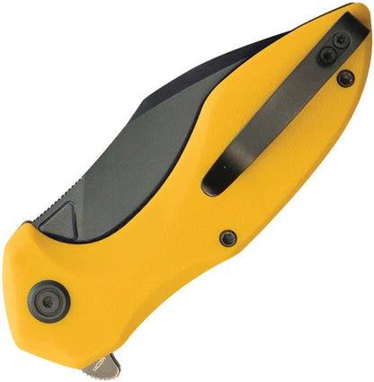 Kubey Noble Linerlock Knife KU236N - Yellow G10 Handle Black Stonewash Clip Point Blade 4.38in Closed Extended Tang by Kubey