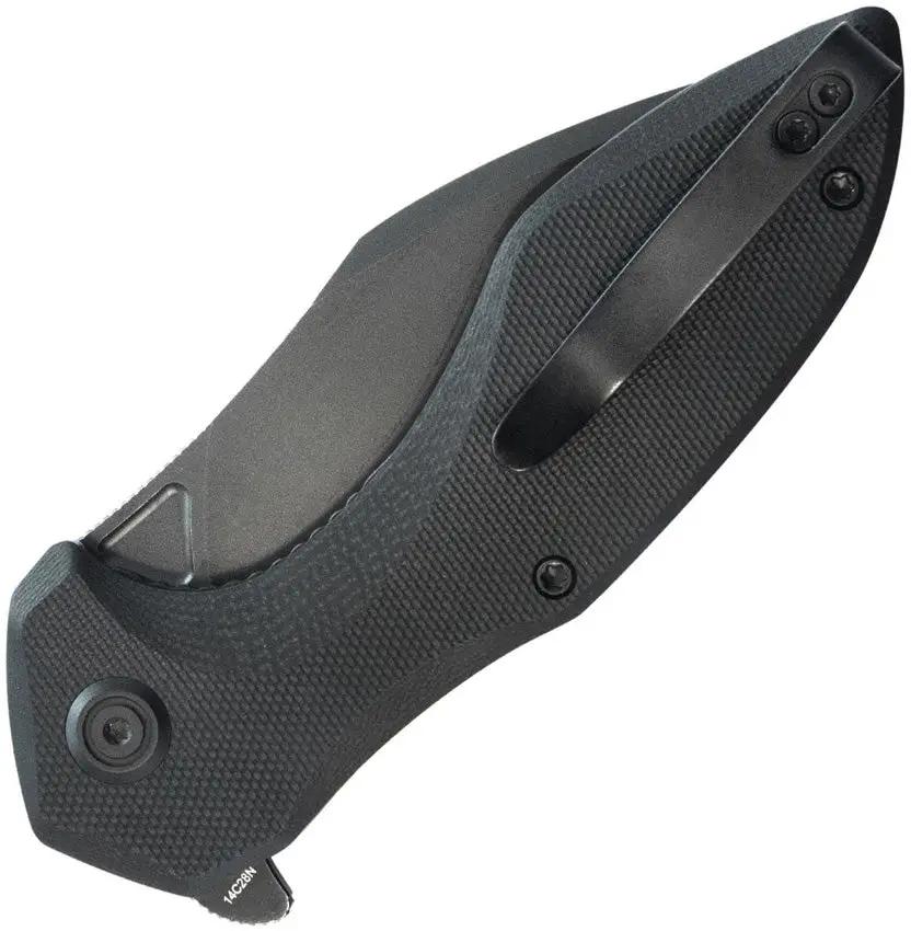 Kubey Noble Linerlock Blackout KU236O - 14C28N Sandvik Blade, Black G10 Handle, Extended Tang by Kubey