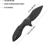 Kubey Noble Linerlock Blackout KU236O - 14C28N Sandvik Blade, Black G10 Handle, Extended Tang by Kubey