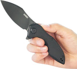 Kubey Noble Linerlock Blackout KU236O - 14C28N Sandvik Blade, Black G10 Handle, Extended Tang by Kubey