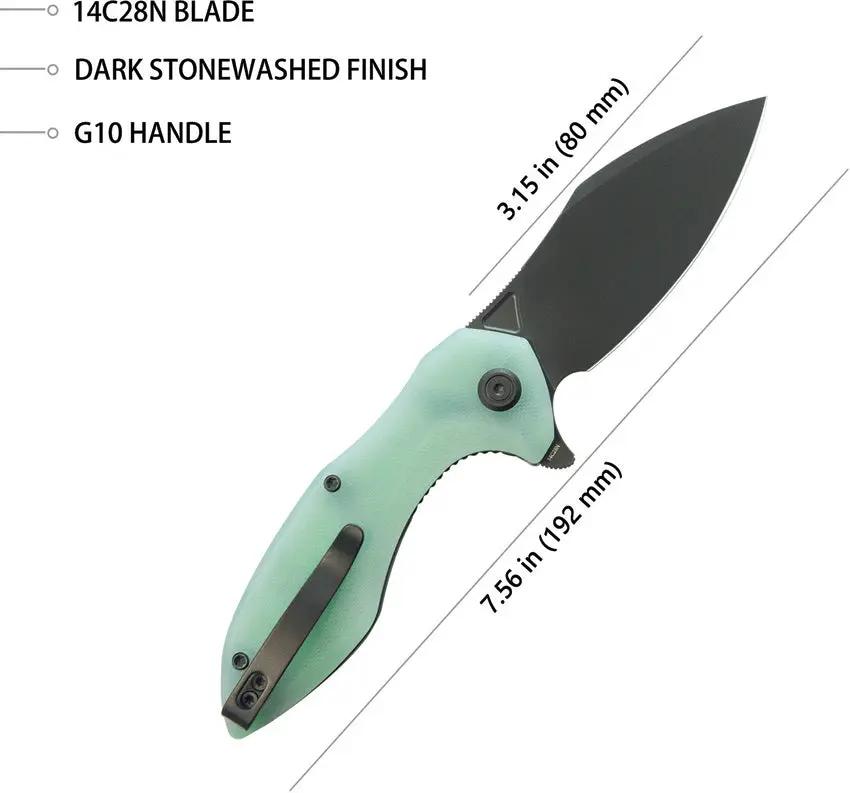 Kubey Noble Linerlock Black Jade KU236Q - 14C28N Sandvik Stainless Clip Point Knife With Jade G10 Handle by Kubey
