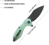 Kubey Noble Linerlock Black Jade KU236Q - 14C28N Sandvik Stainless Clip Point Knife With Jade G10 Handle by Kubey