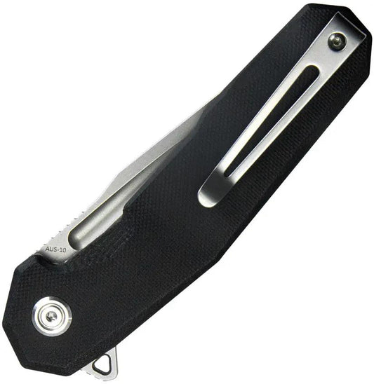 Kubey Carve Nest Linerlock Black KB237G - Bead Blast D2 Tool Steel Tanto Blade With Extended Tang by Kubey