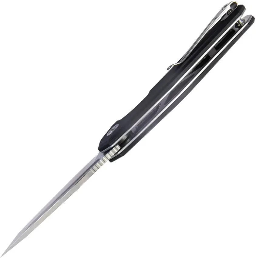 Kubey Carve Nest Linerlock Black KB237G - Bead Blast D2 Tool Steel Tanto Blade With Extended Tang by Kubey