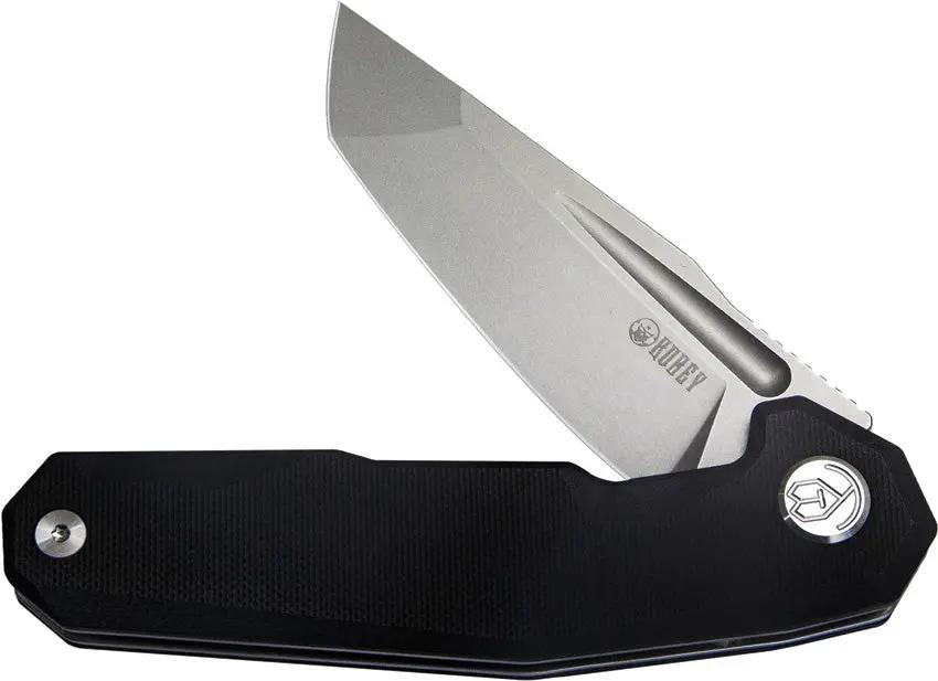 Kubey Carve Nest Linerlock Black KB237G - Bead Blast D2 Tool Steel Tanto Blade With Extended Tang by Kubey