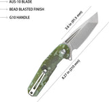 Kubey Carve Nest Linerlock - D2 Tool Steel Tanto Blade With Digital Camo G10 Handle by Kubey