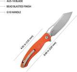 Kubey Drake Linerlock - Orange G10 Knife With Stonewashed AUS10A Blade And Pocket Clip by Kubey