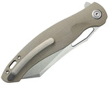 Kubey Drake Linerlock - Tan G10 Handle With AUS 10A Stainless Blade Bead Blast Finish by Kubey