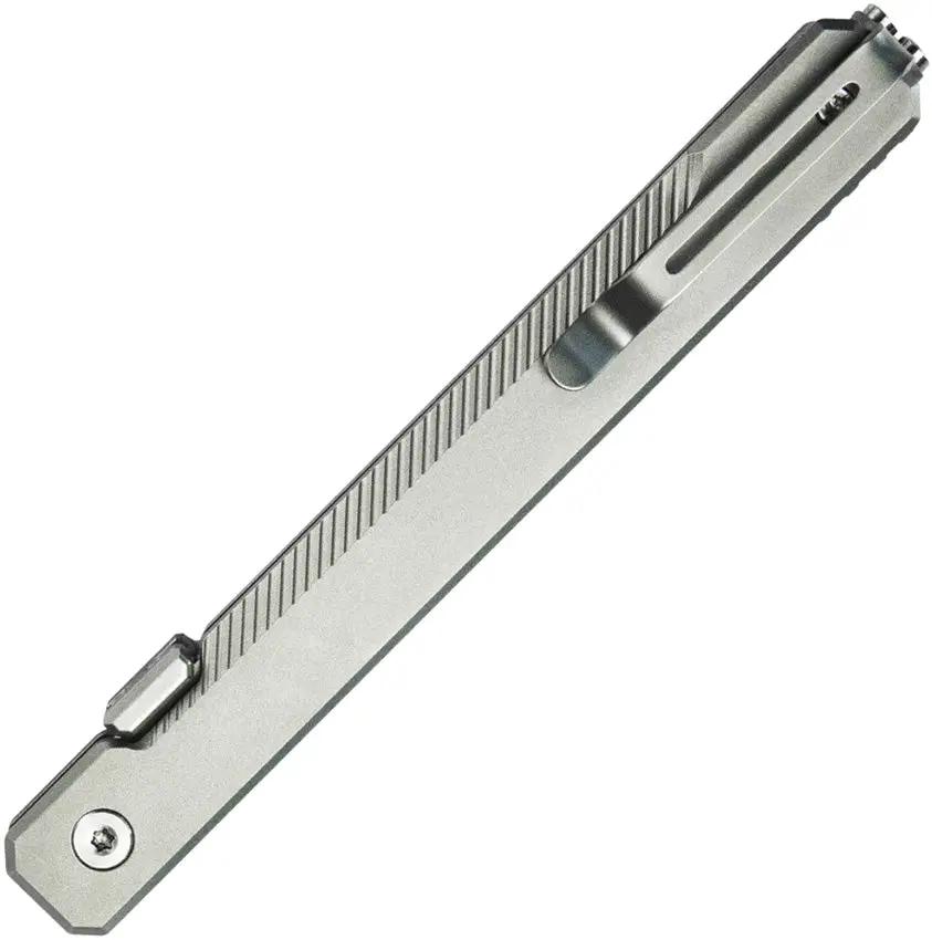 Kubey Prism Button Lock Titanium KB243A - Bead Blast Finish And Sandvik 14C28N Tanto Blade by Kubey