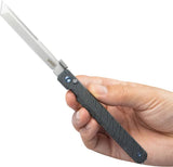 Kubey Prism Button Lock Flame KB243C - Gray Flamed Titanium Handle With Bead Blast 14C28N Stainless Tanto Blade by Kubey