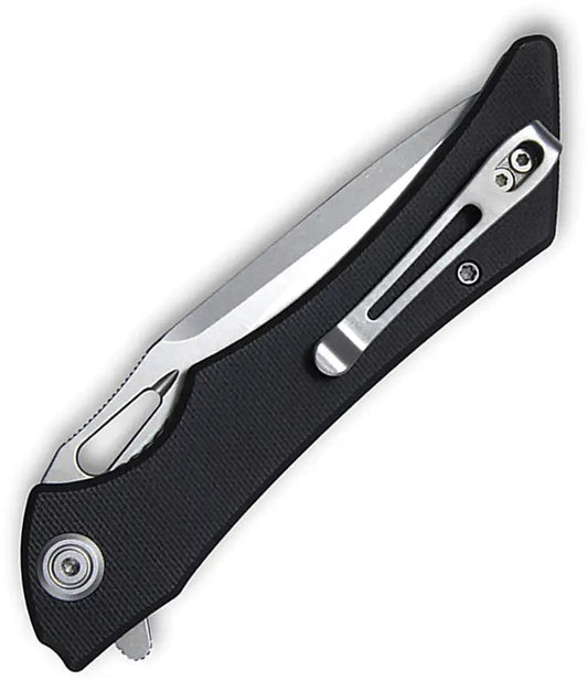 Kubey Raven Linerlock Black KB245D - AUS-10A Steel Blade, Black G10 Handle, Extended Tang by Kubey