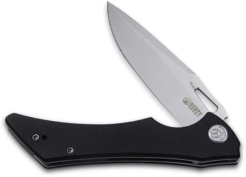 Kubey Raven Linerlock Black KB245D - AUS-10A Steel Blade, Black G10 Handle, Extended Tang by Kubey