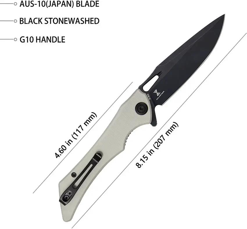 Kubey Raven Linerlock Ivory KB245F - Durable AUS-10A Blade With Ivory G10 Handle by Kubey