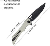 Kubey Raven Linerlock Ivory KB245F - Durable AUS-10A Blade With Ivory G10 Handle by Kubey