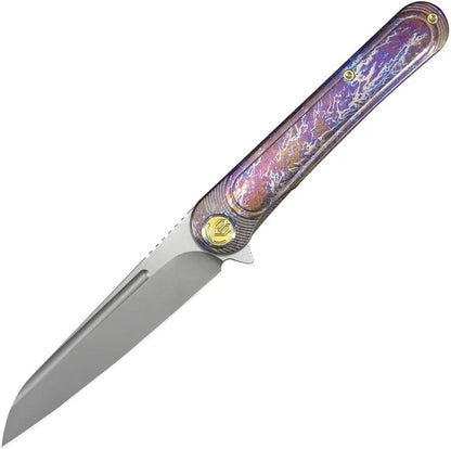 Kubey Dandy Framelock Flame KB247H - S90V Steel Blade With Flame Anodized Titanium Handle And Extended Tang by Kubey