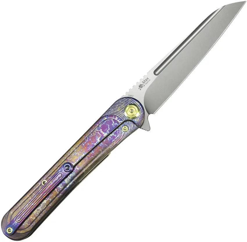 Kubey Dandy Framelock Flame KB247H - S90V Steel Blade With Flame Anodized Titanium Handle And Extended Tang by Kubey