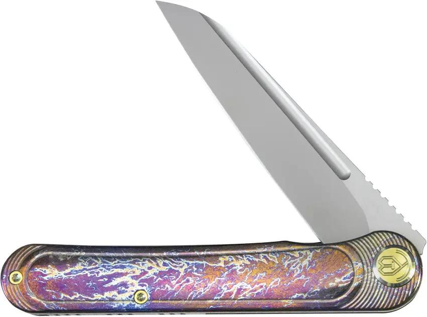 Kubey Dandy Framelock Flame KB247H - S90V Steel Blade With Flame Anodized Titanium Handle And Extended Tang by Kubey