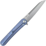 Kubey Dandy Framelock Blue KB247K - Blue Titanium Handle With S90V Steel Blade And Extended Tang by Kubey