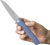 Kubey Dandy Framelock Blue KB247K - Blue Titanium Handle With S90V Steel Blade And Extended Tang by Kubey