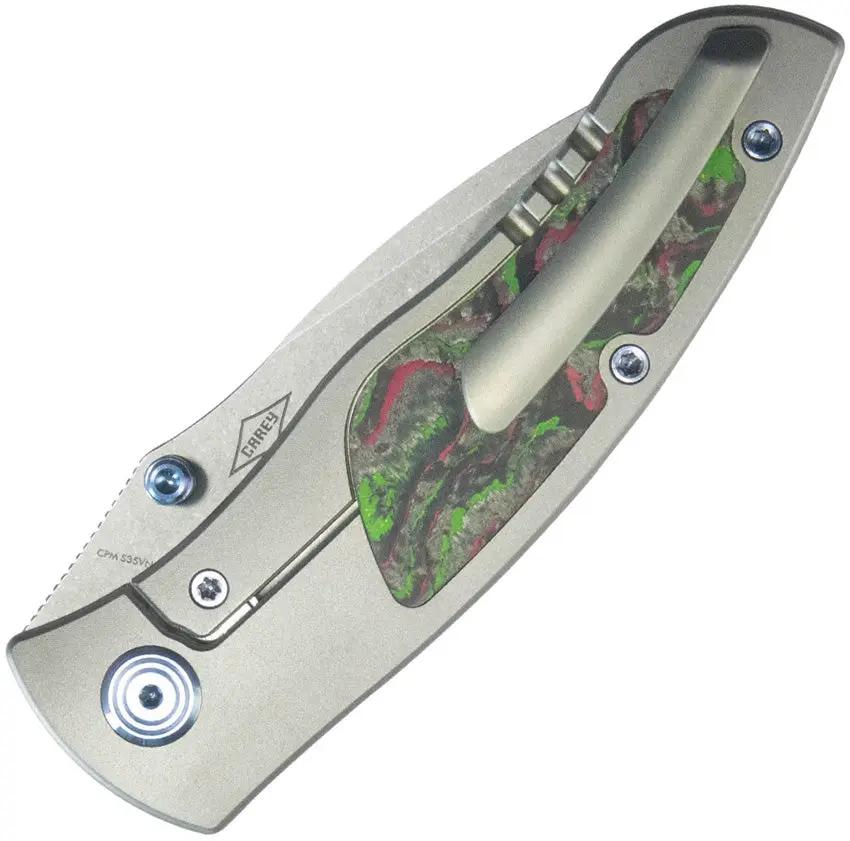 Kubey Vertigo Framelock CamoCarbon KB258B - S35VN Wharncliffe Blade With Gray Titanium Handle by Kubey