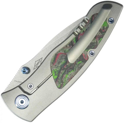 Kubey Vertigo Framelock CamoCarbon KB258B - S35VN Wharncliffe Blade With Gray Titanium Handle by Kubey