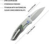 Kubey Vertigo Framelock CamoCarbon KB258B - S35VN Wharncliffe Blade With Gray Titanium Handle by Kubey