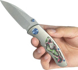 Kubey Vertigo Framelock CamoCarbon KB258B - S35VN Wharncliffe Blade With Gray Titanium Handle by Kubey