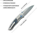 Kubey Vertigo Framelock CamoCarbon KB258C - S35VN Wharncliffe Blade For Everyday Carry by Kubey