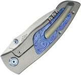 Kubey Vertigo Framelock Timascus KB258D - Gray Titanium Handle With Timascus Inlay And S35VN Wharncliffe Blade by Kubey