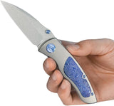 Kubey Vertigo Framelock Timascus KB258D - Gray Titanium Handle With Timascus Inlay And S35VN Wharncliffe Blade by Kubey