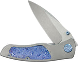 Kubey Vertigo Framelock Timascus KB258D - Gray Titanium Handle With Timascus Inlay And S35VN Wharncliffe Blade by Kubey
