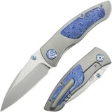 Kubey Vertigo Framelock Timascus KB258D - Gray Titanium Handle With Timascus Inlay And S35VN Wharncliffe Blade by Kubey