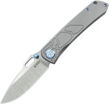 Kubey Blackout Framelock Ti Gray Knife KB259A - 4.25 Inch Closed 3.13 Inch Satin M390 Drop Point Blade by Kubey