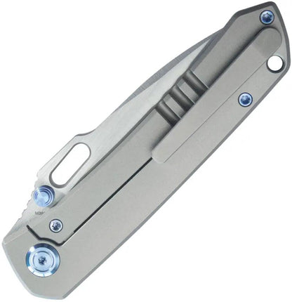 Kubey Blackout Framelock Ti Gray Knife KB259A - 4.25 Inch Closed 3.13 Inch Satin M390 Drop Point Blade by Kubey